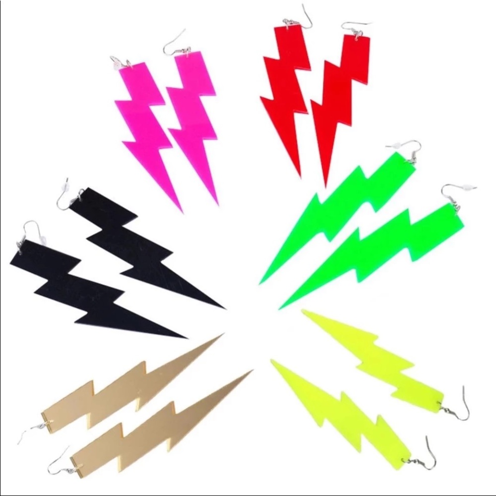Earrings Lightning Bolts translucent or mirror approx. 12cm long (4.7 inches) - Picture 8 of 9